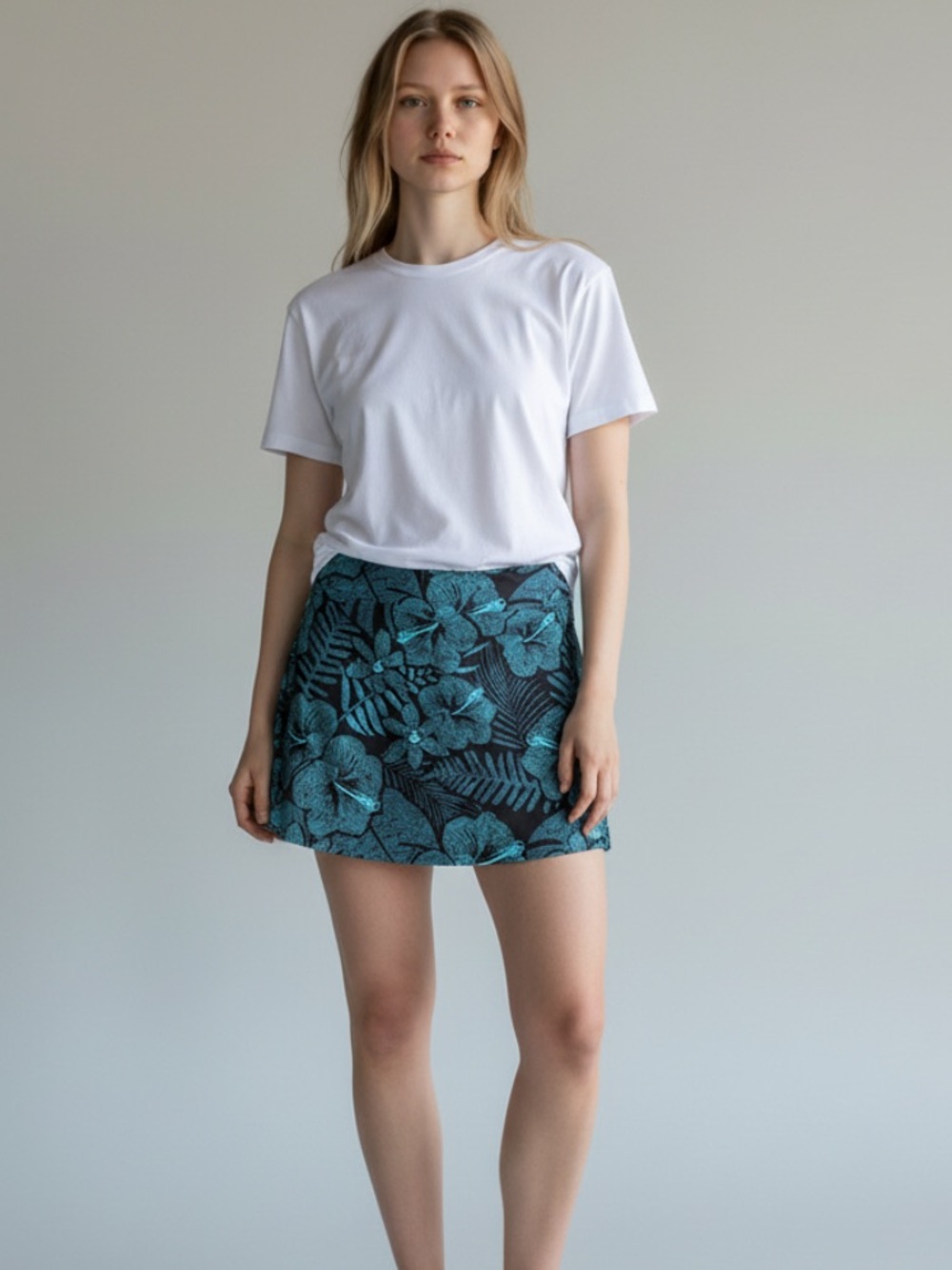 Rip Skirt Hawaii Turquoise Floral Mini Skirt
